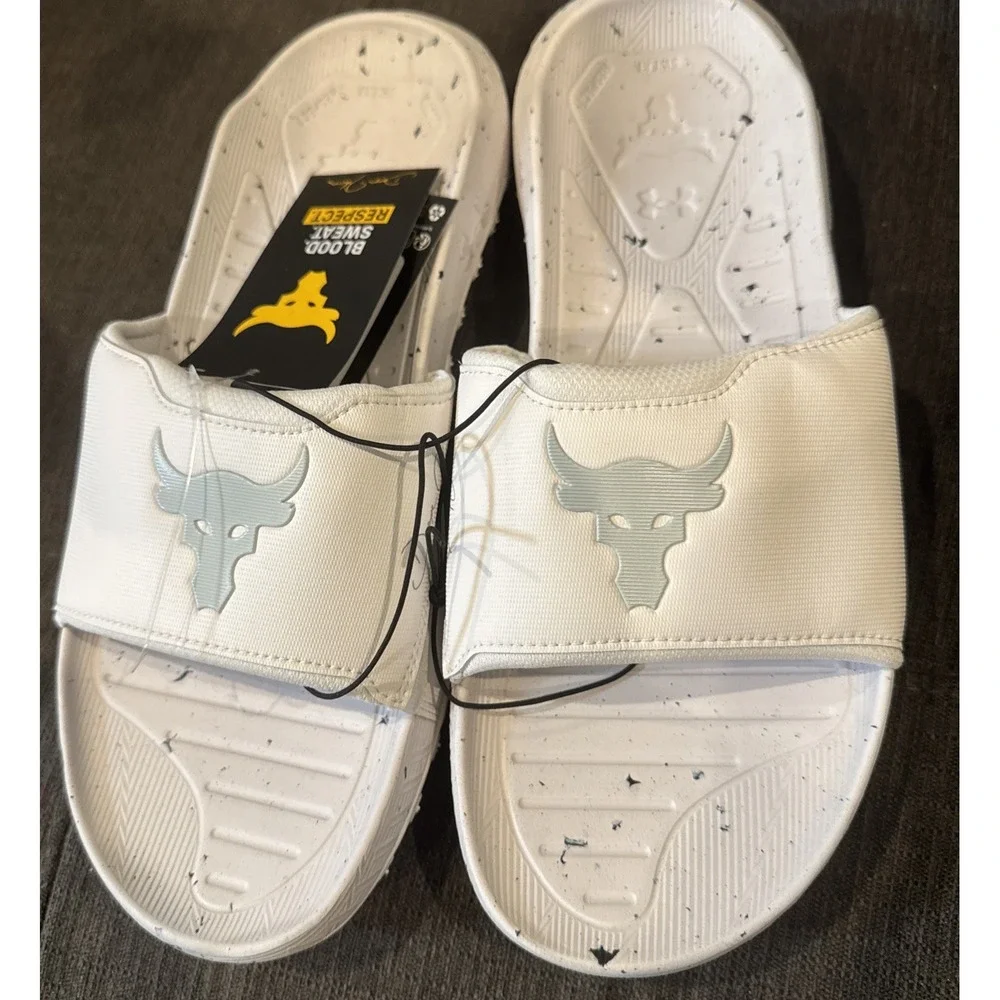 Under Armour Mens Project Rock Sideline Slides Blood Sweat Respect Flip Flops 13